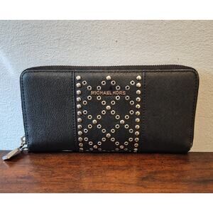Michael Kors Black Wallet with Silver & Gold Accents  9 X 4